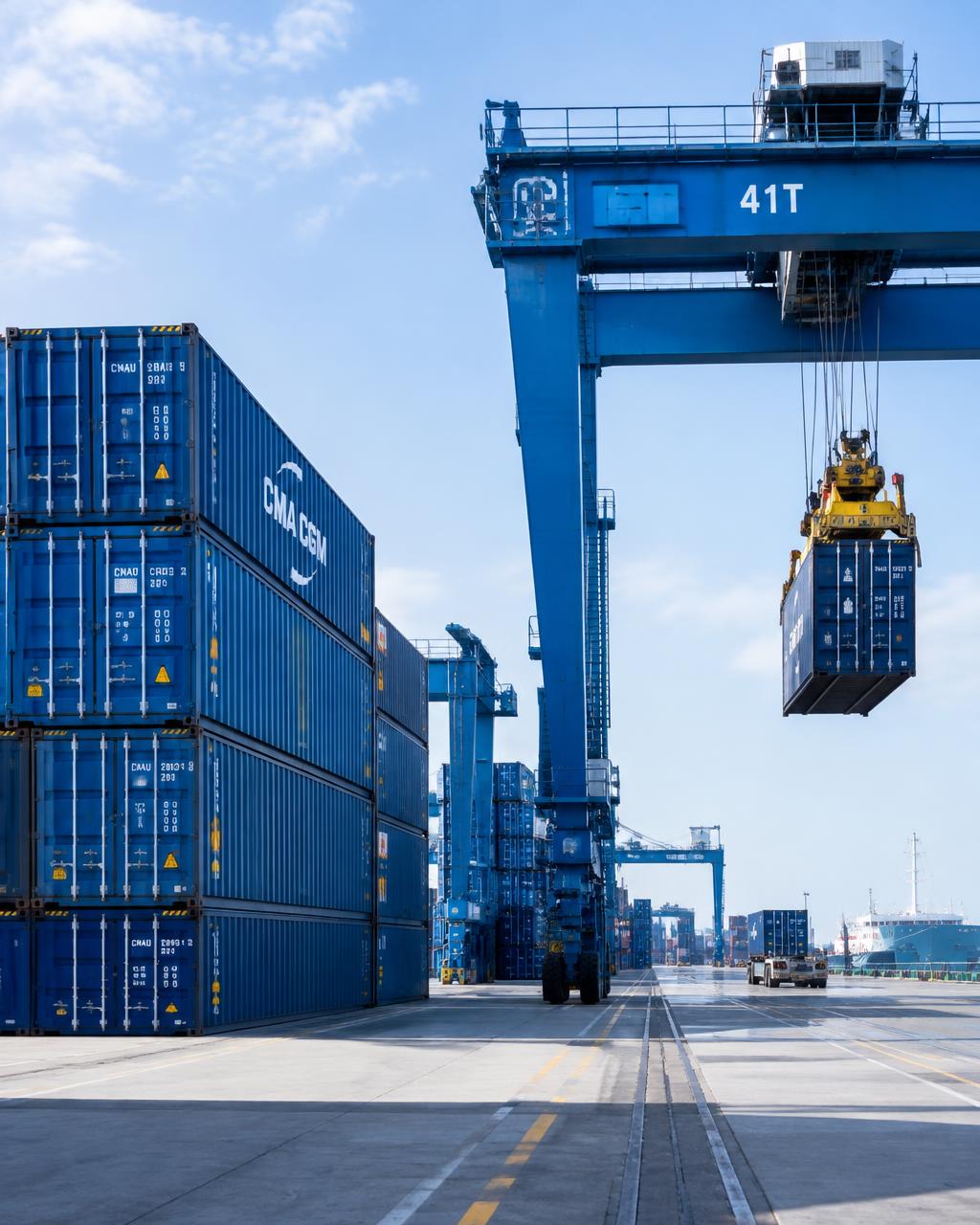 Shipping containers at an export port